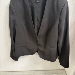 City Chic Classic Cropped Black Blazer with Peplum detail
